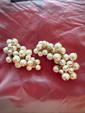 Napier Gold and Ivory Pearl Cluster Earrings